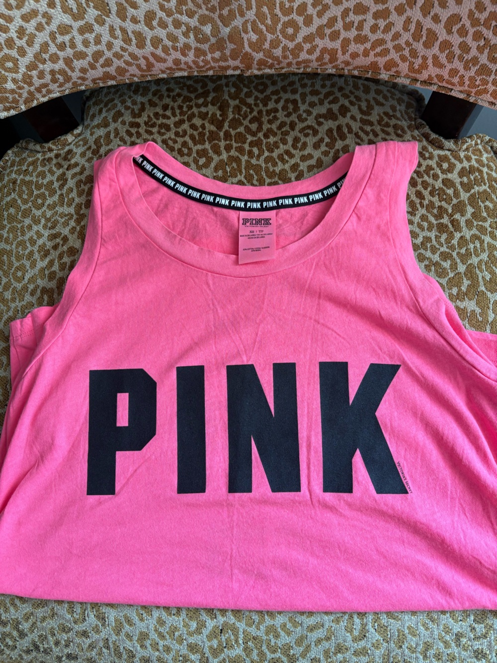 Victoria's Secret PINK Neon Pink Tank with Black Logo